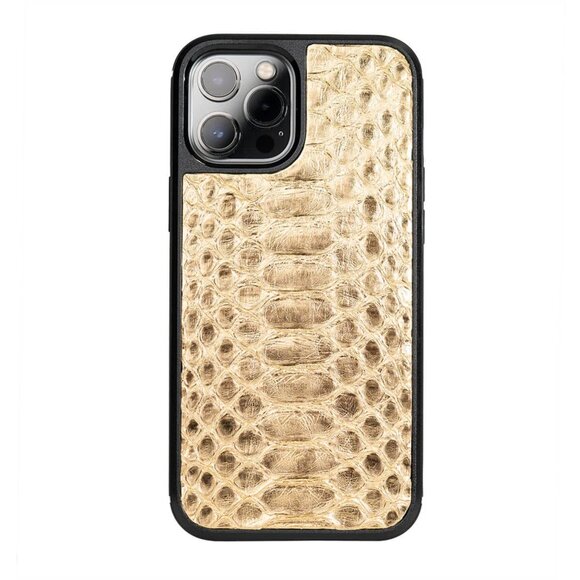 Exotic Python Leather Case for iPhone 12 Pro Max - Bright Gold - Picture 1 of 5